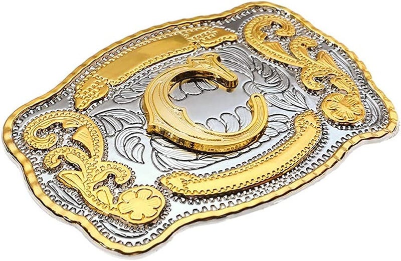 WMG Western Belt Buckle Initial Letters ABCDMRJ to Z Cowboy Belt Buckle, Rodeo Buckles for Men & Women Fits Up to 2 Inch Belts - Image 1